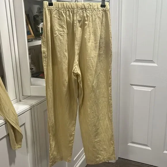 CP SHADES Light Mustard Yellow Rayon & Cotton 2-Piece Set, Size S